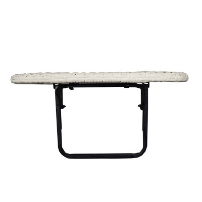 White Foldable Wicker Balcony Table with Metal Frame