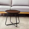 HomeRoots 24" Black Wood And Metal Round Cross Legs Coffee Table - 2 of 4