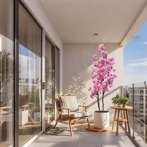 5/6ft Tall Cherry Blossom Artificial Tree,Aritifical Pink Flower Tree with Plastic Nursery Pot,Artificial Plants for Home Office Indoor Decor - 1 of 4