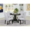 Round Kitchen Table Set - 5 Piece Dining Room Furniture with 4 Linen Chairs - 42 Inch Table - 2 of 4