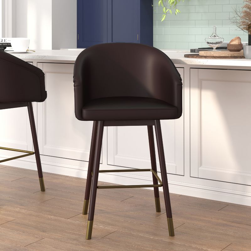 Emma and Oliver Upholstered  Counter Height Dining Stool with Wood Frame, 2 of 12