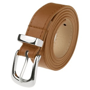 INSPIRE CHIC Women's Faux Leather Gold/Silver Buckle Belt 0.9" Waist Belts for Jeans Pants Dresses - 1 of 4