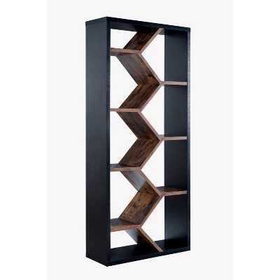 69" Achna 9 Shelf Bookshelf Black/Dark Walnut - miBasics