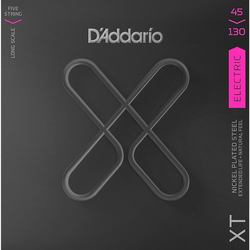 D'Addario XT Nickel Plated Steel Electric Bass Strings, 5-String Long Scale, Light, 45-130, 1 of 3