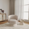 LeisureMod Accent Chair Upholstered Velvet Boucle Linen Armchair with Round Barrel Design and 360-Degree Swivel Removable Round Base - 2 of 4