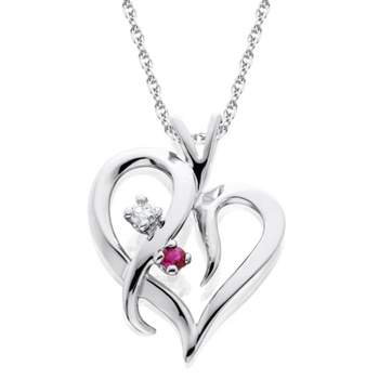 Pompeii3 Ruby & Diamond Necklace Heart Shape Pendant in 14k White, Yellow, or Rose Gold