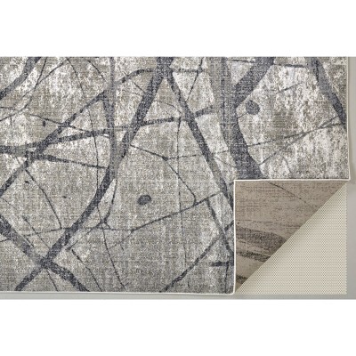 Ivory and Gray Abstract Rectangular Reversible Rug