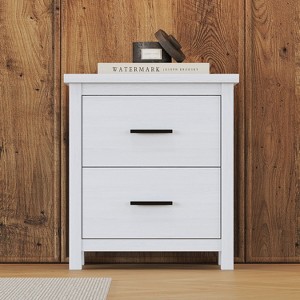 CAVINAS Nightstand with 2 Drawers, Simple Wooden Bedside Table with Large Storage Space for Bedroom - 1 of 4