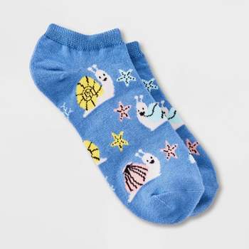 Women's Seashell Snails Low Cut Socks - Xhilaration™ Denim Blue 4-10