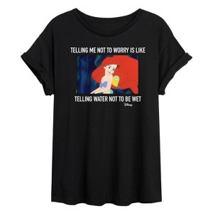 Women's - Disney - Ariel & Flounder Oversized Graphic T-Shirt - 1 of 4