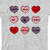 Valentine's Day Candy Hearts Crew Neck Short Sleeve Athletic Heather Youth T-shirt - 2 of 2