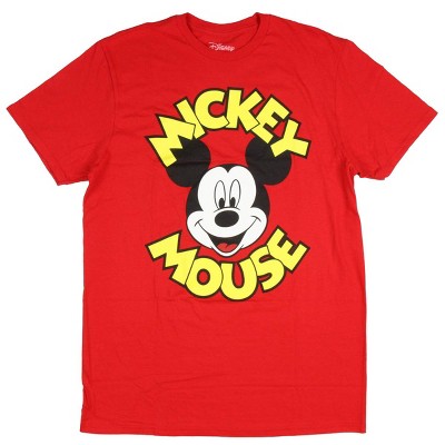 Disney Men's Mickey Mouse Bold Face T-Shirt (Small) Red