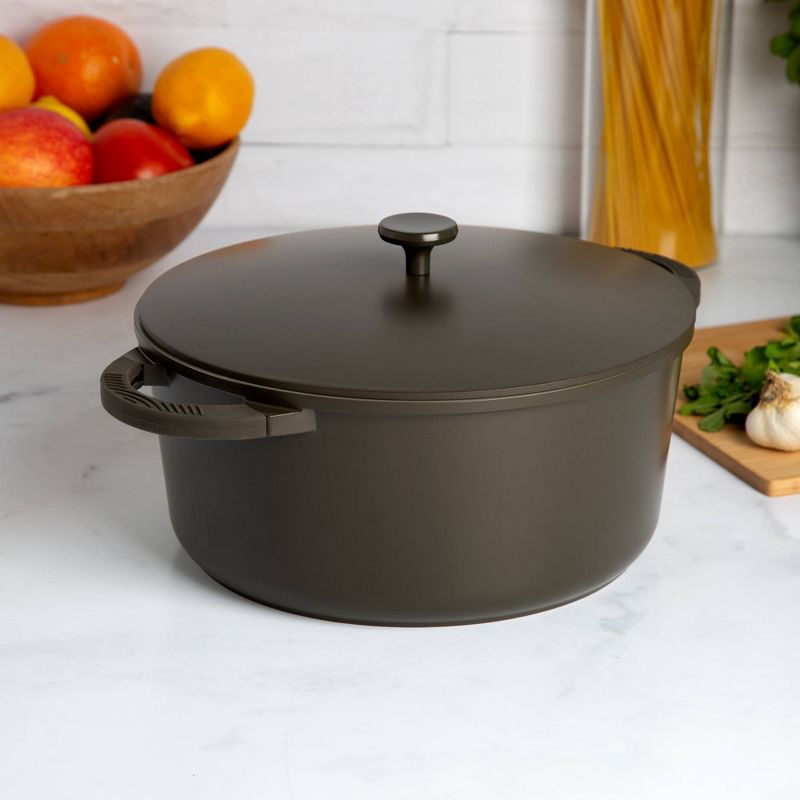 Goodful 7qt Cast Aluminum, Ceramic Stock Pot with Lid, Side Handles and Silicone Grip, 3 of 11