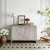 TIRAMISUBEST Farmhouse Accent Cabinet - 3-Door Wooden Sideboard with Natural Wash Finish, for Living Room, Kitchen & Entryway Storage - 3 of 4