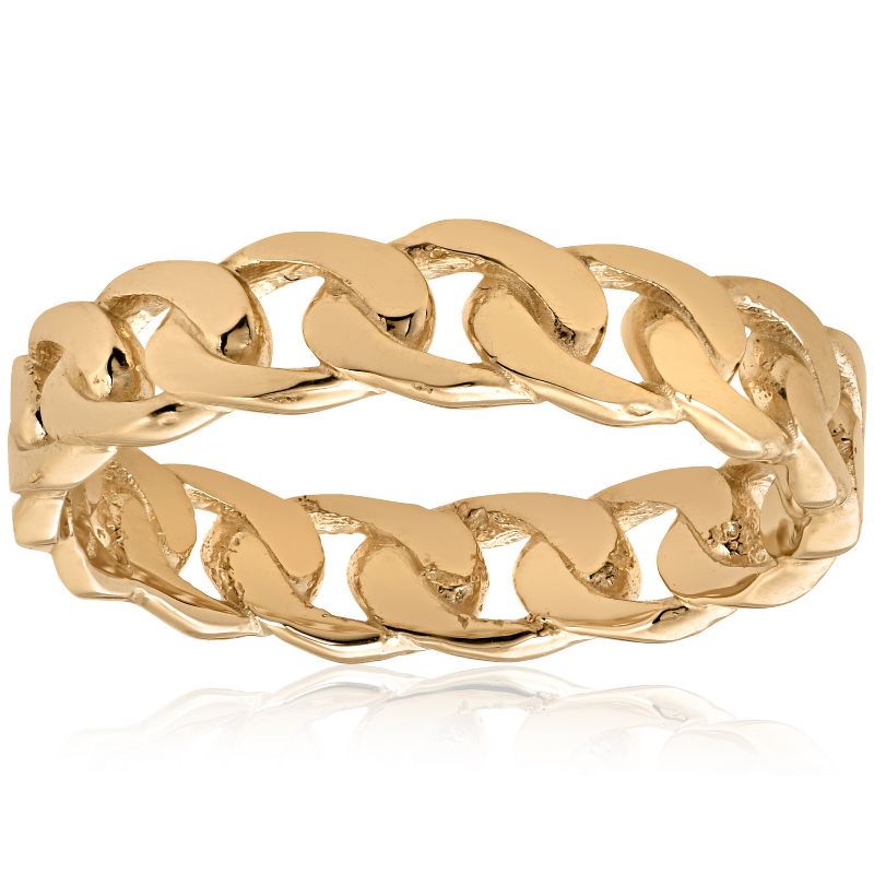 Pompeii3 Mens 14k Yellow Gold Hand Braided Curb Linked Wedding Band, 1 of 4