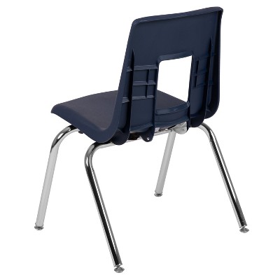 Ergonomic Navy 16" Stackable Classroom Chair with Chrome Frame