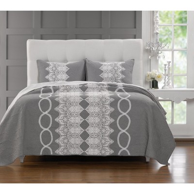 Greenland Home Fashions Chantilly Lace Ash Twin Quilt Set, 2-Piece, 68X88