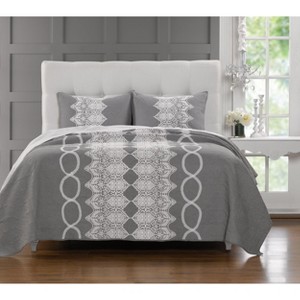 Greenland Home Fashions Chantilly Lace Ash Twin Quilt Set, 2-Piece, 68X88 - 1 of 3