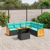 vidaXL 7 Piece Patio Sofa Set with Cushions - Black Poly Rattan - 2 of 4