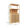 Bamboo Storage Cabinet with 2 Doors and Open Shelves, Floor Organizer for Bathroom, Living Room, Kitchen, and Entryway Storage - 4 of 4