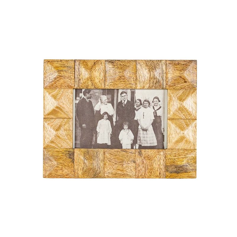 4x6 Inch Pieced Square Picture Frame Natural Mango Wood, MDF & Glass by Foreside Home & Garden, 1 of 8