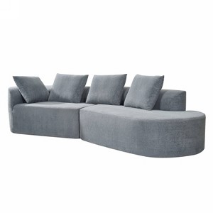 Christopher Knight Home Vivian 116" Modern Curved Sectional Sofa with High-Density Sponge and 4 Pillows Light Gray - 1 of 4