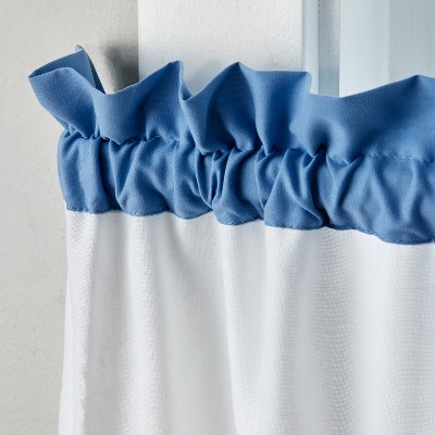 Blue and White Polyester Rod Pocket Bathroom Valance, 56x24