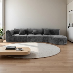 140" Modern Curved Sectional Sofa with High-Density Foam & Chaise Lounge - 1 of 4