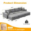 102.4" Plush Corduroy Convertible Sectional Sofa, 3 Ottomans, Deep Seat - 2 of 4