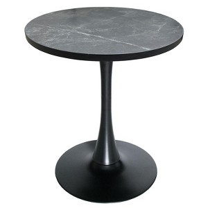 LeisureMod Bristol 27" Round Dining Table – Modern MDF Top Accent Café Table & Glossy Black Iron Pedestal Base for Kitchen and Small Spaces - 1 of 4
