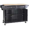 HomeStock  Full Size Wood Top Rolling Kitchen Island Storage Cart, Microwave Stand, Spice Rack, Cherry - 2 of 4