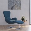 Merrick Lane Fabric Upholstered High Back Lounge Chair and Ottoman Set with Matching Metal Bases - 2 of 4