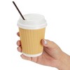 Juvale 100 Pack 8 oz Kraft Paper Insulated Disposable Coffee Cups with Lids and Stirring Straws for Hot Drinks, Beverages - 4 of 4
