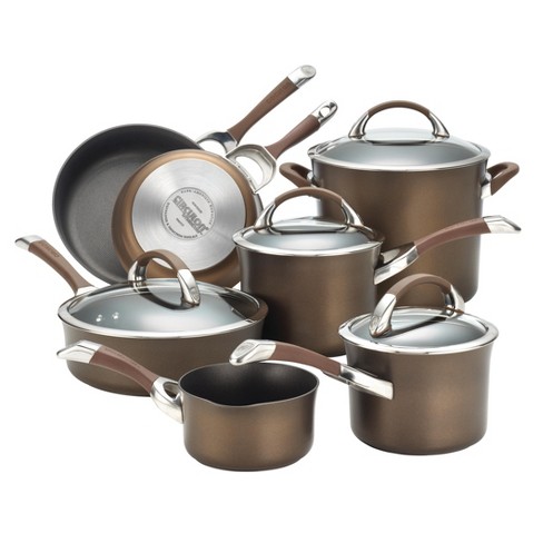 Circulon Cookware 10-Piece Tri-Ply Clad Nonstick Cookware Set with 2-Piece  Bonus Utensil Set in Stainless Steel