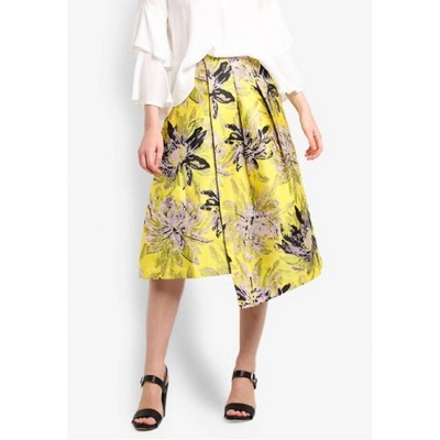 Women's Jacquard Floral Midi Asymmetrical Midi Skirt - Topshop