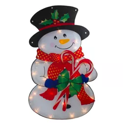 Northlight 30.5" Lighted Snowman with Candy Canes Christmas Outdoor Decoration