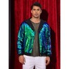 Lars Amadeus Men's Long Sleeves Zip Up Sparkle Metallic Sequins Hoodie Jackets - 2 of 4