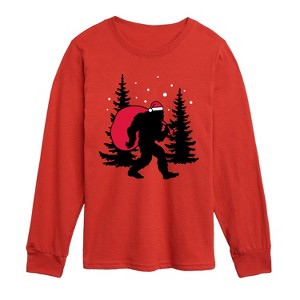 Boys' - Instant Message - Sasquatch Santa Long Sleeve Graphic T-Shirt - 1 of 4