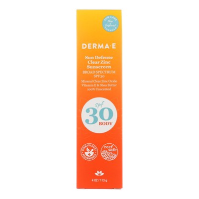 Derma E Sun Defense Clear Zinc Sunscreen SPF 30 Body - 4 oz