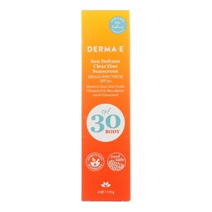 Derma E Sun Defense Clear Zinc Sunscreen SPF 30 Body - 4 oz - 1 of 3