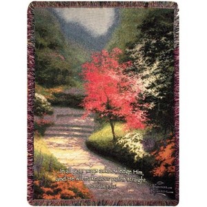 Manual Woodworkers and Weavers Afternoon Light Dogwood Throw Blanket 50"x60", Cotton, Nature Floral Home Accent - 1 of 3
