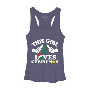 Women's Design By Humans This Girl Loves Christmas Thumbs White Text By personalized Racerback Tank Top - 1 of 3