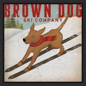 Amanti Art Brown Dog Ski Co by Ryan Fowler Canvas Wall Art Print Framed 16-in. x 16-in. - 1 of 4