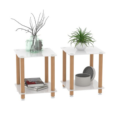 KTMBDW 2-Tier End Table,Sofa Side Table for Small Space Bedroom,Industrial TV Tray Couch Table for Living Room