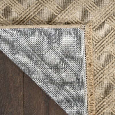 Natural Beige Geometric Flat Woven Washable Rug 5'3" x 7'3"
