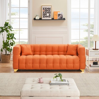 NicBex Modern 3-Seat Futon Sofa Couch with Pillows & Gold Feet,Waterproof Upholstered Lounge Settee Sofa for Living Room,Bedroom