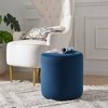 KINWELL Round Upholstered Pouf Ottoman Footrest - 2 of 4