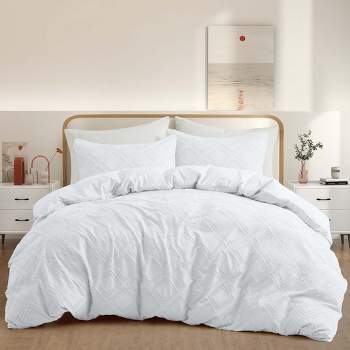 Peace Nest Tufted Clipped Jacquard Geometric Duvet Cover & Pillowcase Set
