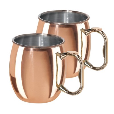 Copper Plated 20oz Moscow Mule Mugs with Brass Handles - Set of 2