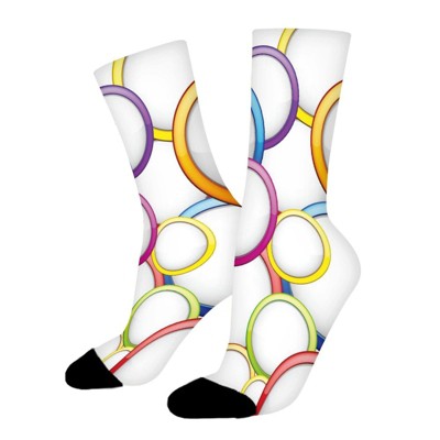 Colorfull Circle Women Printed Crew Socks Funny Funky Socks Soft Polyester Novelty Gifts for Artists Men